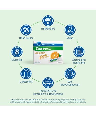 Buy Magnesium-Diasporal 400 EXTRA Direct Granulate - 400mg Magnesium per Stick | 50 Sticks (170g) | Fast International Shipping - Buy Online on GoSupps.com