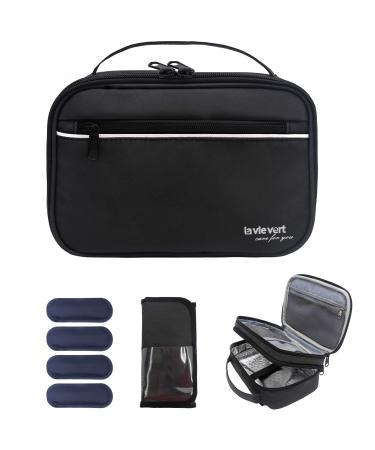 LAVIEVERT Diabetes Travel Carry Bag Insulin Cooler Case Diabetic Medication Cooler Diabetic Care Organizer with a Shoulder Strap and 4 Ice Packs - Black - Buy Online on GoSupps.com