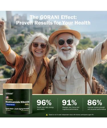 Gorani NAD+ Supplement 900MG Nicotinamide Riboside Liposomal Resveratrol Quercetin (2) - Buy Online on GoSupps.com