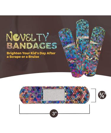 100 Count Glitter Bandages for Kids - Colorful Design, Latex-Free Fabric - First Aid for Minor Cuts & Scrapes - Buy Online on GoSupps.com