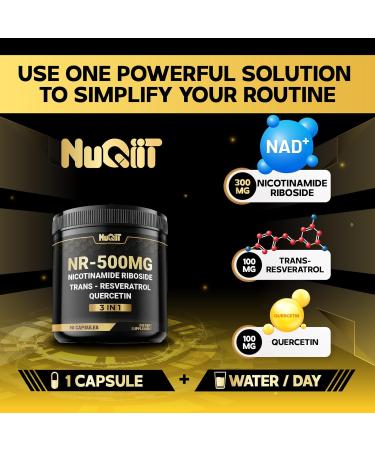 NUQIIT NAD+ Supplement with Nicotinamide Riboside Resveratrol Quercetin - 90 Count - 90 Days Supply - Buy Online on GoSupps.com
