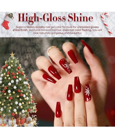 Modelones Red Gel Nail Polish Set - 6 Colors Candy Cane Glitter White Starter Kit - Sparkle Burgundy, Dark Rose, Champagne, Silver - Soak Off Nail Art Manicure DIY - 7 ML - Gifts for Women - Red Velvet, Red, White - Buy Online on GoSupps.com