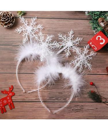 FRCOLOR 2 Pieces Snowflake Headbands Cute Christmas Feather Snowflake Head Boppers Snowflake Hair Accessories for Xmas Party - Buy Online on GoSupps.com