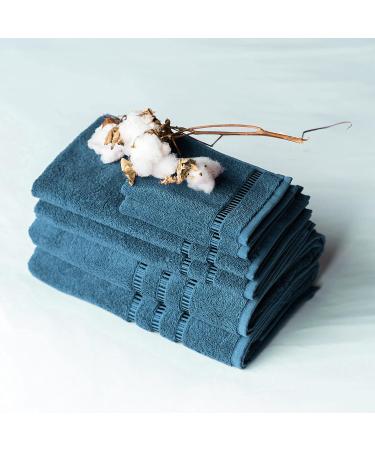 COTTONIA Hotel Style Collection 100% Turkish Cotton Towels - 6 Piece Set in Air Force Blue | Super Absorbent, Luxurious, and Durable - Buy Online on GoSupps.com