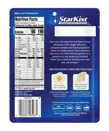 Starkist Wild Caught Albacore White Tuna 6.4oz Pouch | Sustainable Tuna in Water - Buy Online on GoSupps.com