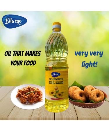 BLLU EYE Sunflower Oil 1L (Pack of 6) | 100% Pure Refined Sunflower Oil Great for Cooking Baking Frying Salads & Sauces - Buy Online on GoSupps.com
