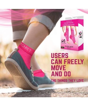 Physix Gear Plantar Fasciitis Support Compression Ankle Socks - Toeless Arch Sleeve for Achilles & Heel Spurs - XXL - Pink - Buy Online on GoSupps.com
