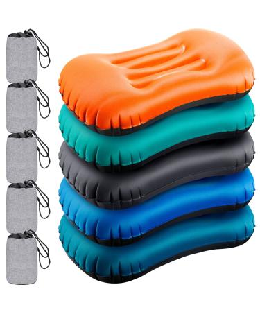 5 Pack Camping Pillow Blow up Pillows Ultralight Inflatable Camping Travel Pillow Compressible Ergonomic Neck Inflating Pillows for Lumbar Support Pillow Air Pillows for Camping Hiking Backpacking