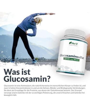 Buy Glucosamine Sulphate 1500mg - High Dose 365 Tablets - One Year Supply - Premium Quality from Nu U Nutrition - International Shipping Available - Buy Online on GoSupps.com