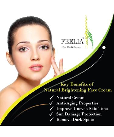 Feelia - Natural Brightening Face Cream - Improve Uneven Skin Tone Sun Damage Anti-aging properties with Vitamin E Shea Butter Grapeseed Geranium Rose & Lavender Oils - 50g - Buy Online on GoSupps.com
