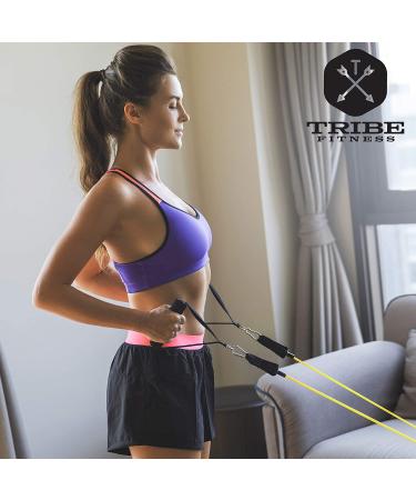 TRIBE Single Resistance Bands Set with Handles & eBook | Medium Level 1 for Fitness Training, Physical Therapy & Home Workouts - Buy Online on GoSupps.com