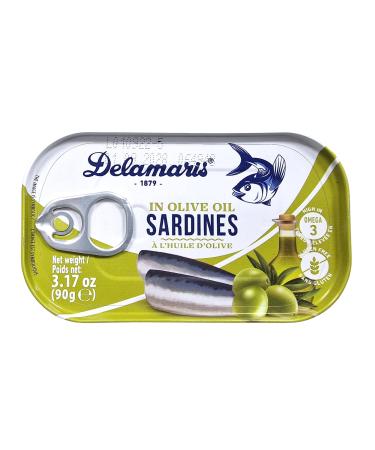 Delamaris Sardines in Olive Oil Tin Canned High in Omega 3 Gluten Free 90gr