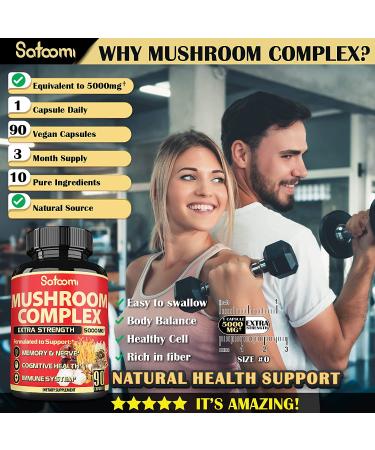 10in1 Mushroom Complex Capsules 5000mg - 90 Caps, 3 Months Supply | Lions Mane, Cordyceps, Reishi, Chaga & More | Memory & Immune Support - Buy Online on GoSupps.com