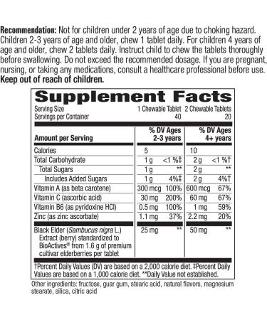 Nature's Way Sambucus for Kids - Standardized Elderberry Chewable Tablets (40 Count) - Buy Online on GoSupps.com