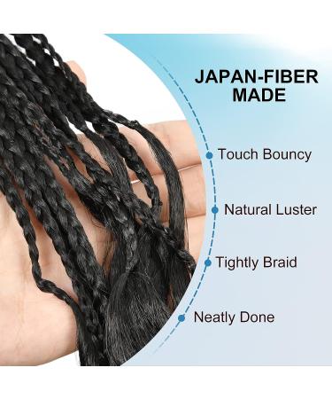 Olymei 38 Full Double Lace Front Knotless Box Braided Wig with Baby Hair - Super Long Black Braids with Curls - Synthetic Wig for Black Women - Buy Online on GoSupps.com