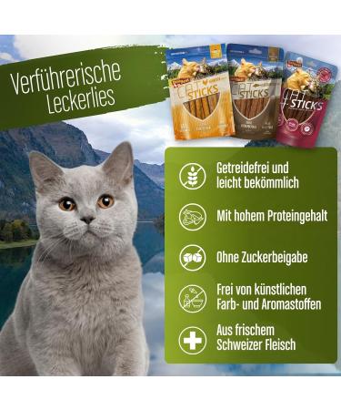 Delibest Cat Sticks - 100% Swiss Chicken Meat Treats | Cereal-Free Semi-Damp Snacks | All-Natural Allergy-Friendly Cat Treats - 50g - Buy Online on GoSupps.com