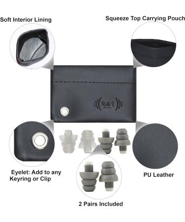 Rave High Fidelity Ear Plugs - Premium Hearing Protection for Concerts & Music | Noise Reducing Earplugs - Tinnitus Relief (2 Pairs Black Case 19/25 dB - Buy Online on GoSupps.com