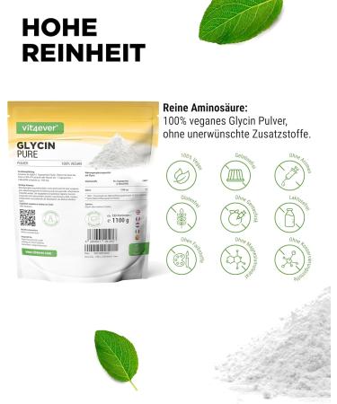 Glycine Pure 1100g - 100% Vegan Amino Acid Powder | Additive-Free & Laboratory Tested | Includes Measuring Spoon - Buy Online on GoSupps.com
