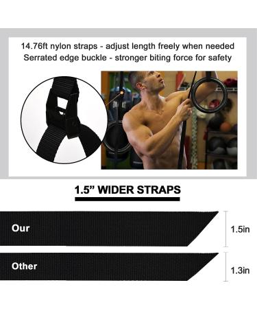Pacearth Gymnastic Rings 1100lbs Capacity | Adjustable Buckle Straps | Non-Slip Rings for Home Gym Workout - Buy Online on GoSupps.com