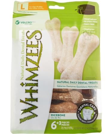 Whimzees Toothbrush & Rice Bones Bundle - Natural Grain-Free Dental Care for Large Dogs (30 Pieces) - Gluten-Free Chewing Snacks - Buy Online on GoSupps.com