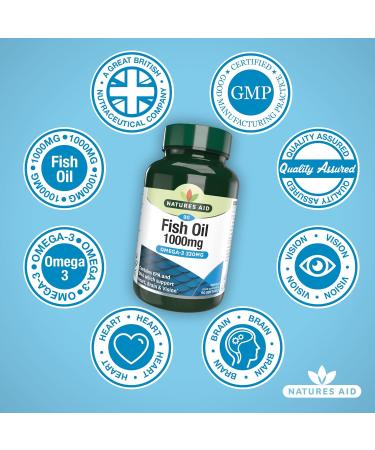 Natures Aid Fish Oil 1000mg High Strength Omega-3 Supplement with DHA & EPA Supports Heart Brain Vision Immune & Joint Health Non-GMO High Strength Natural Fish Oil 90 Softgel Capsules Fish Oil 1000mg 90 Softgels - Buy Online on GoSupps.com