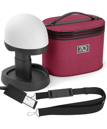 Wig Travel Case - 8"-12" High Wig Box with Collapsible Wig Stand - Dome Foam Wig Head Stand in Zipper Carrying Case w/Handle for Safe Traveling Storage of Wigs, Lace Front Cap, Toupee (Burgundy)