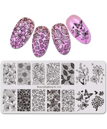 Beautybigbang XL-022 Nail Stamping Template | Floral Nail Art Plate for Stunning Manicures - Buy Online on GoSupps.com