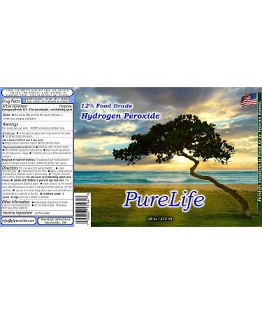 PureLife 12% Hydrogen Peroxide Food Grade in Distilled Water 16 Oz - No Stabilizers, Pack of 1 - Buy Online on GoSupps.com