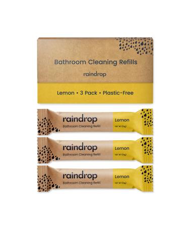 Raindrop Plastic Free Cleaning | 3x Bathroom Cleaning Refills | Just Add Water | Removes Limescale Soap Scum Bathroom Cleaning Refills 3x - Lemon - Buy Online on GoSupps.com