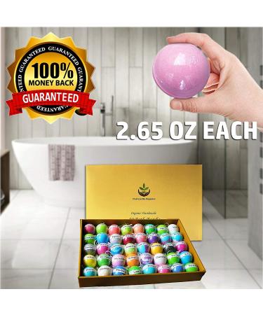 40 Large Organic Bath Bombs Gift Set - Infused with Essential Oils - Aromatherapy Spa Bombs for Women, Men & Kids - Bulk Individually Wrapped - Buy Online on GoSupps.com