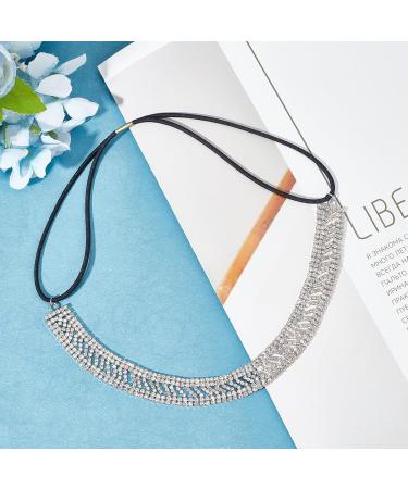 NICENEEDED Elastic Hair Jewelry Head Chain Rhinestones Forehead Headband Bohemian Crystal Hair Band Bridal Sparkly Silver Tiara Headpieces Hair Accessories for Wedding Party Prom Women Girls - Buy Online on GoSupps.com