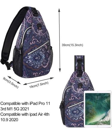 MOSISO Navy Blue Sling Backpack Daypack for Travel & Hiking - Crossbody Shoulder Bag with Totem Texture - Buy Online on GoSupps.com