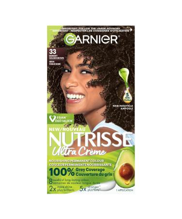 Garnier Nutrisse Ultra Cr me Permanent Hair Dye 100% Grey Coverage Vegan Formula Nourished Hair Long-Lasting Rich Colour 33 Darkest Golden Brown 1 Application Packaging May Vary BROWN SHADES 33 Darkest Golden Brown