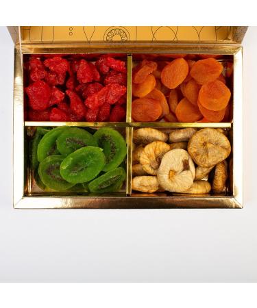 Luxury Dried Fruits Selection - 800g Gold Gift Box | Exotic Crystallised Fruit | Suitable for Vegans Vegetarian Halal Kosher and Gluten Free Diets - Buy Online on GoSupps.com