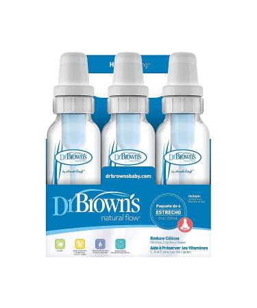 Dr. Brown's Natural Flow Feeding Bottle 6PK Clear with Blue Writing - 250ML (8OZ) - Buy Online on GoSupps.com