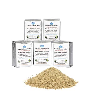 PureLife Enema Coffee- 5 Lbs. - Pre-Ground GREEN BEANS - Organic Ultra Light Gold Air Roast-Ground-High Potency - Mold and Fungus Free - Non-Staining Formula - Ships Fresh From Manufacturer