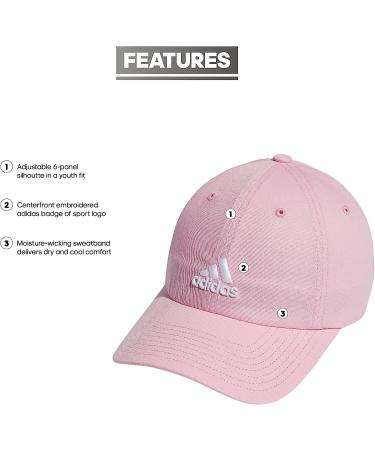 adidas Boys' Youth Saturday Hat - True Pink/White - One Size - Buy Online on GoSupps.com