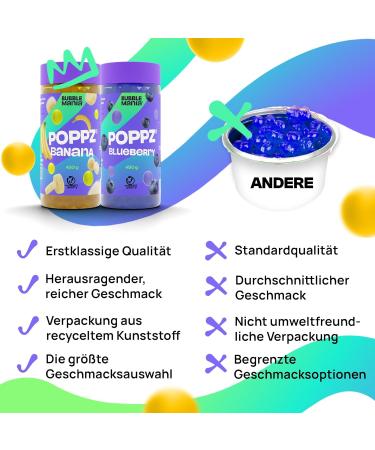 Bubble Mania Bubble Tea Pearls - Vegan & Gluten-Free Popping Boba | Banana & Blueberry Flavor | Ready to Eat Pack of 2 - Buy Online on GoSupps.com
