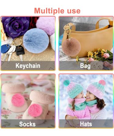 BQTQ 160 Pieces Fluffy Pom Pom Keychain Set - Bright Gold Key Ring with Faux Fur Balls for Hats, Shoes and DIY Projects - Buy Online on GoSupps.com