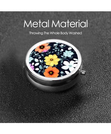 Beautiful Colourful Flowers Round Pill Box | 3-Compartment Portable Organizer for Travel & Purse - Buy Online on GoSupps.com