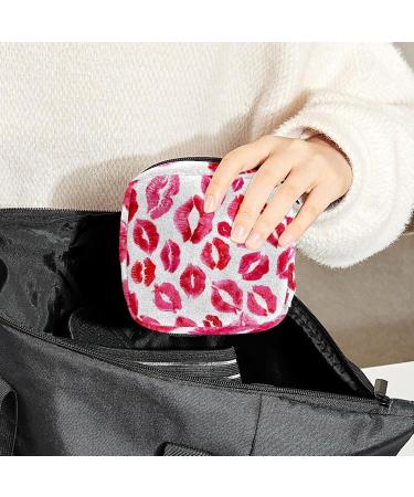 Buy Women's Bonds Storage Pockets - Portable Lip Print Period Kit | Fashionable Feminine Product Bag in Red & Pink - Buy Online on GoSupps.com