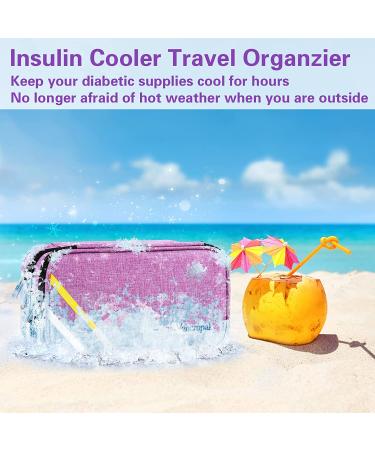 Diabetic Travel Case for Women | Double Layer Insulin Cooler with Ice Packs | Pen & Medication Storage Pockets | Purple - Buy Online on GoSupps.com
