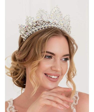 SWEETV Vintage Baroque Wedding Tiara for Bride | Jeweled Queen Crown - Ideal for Birthday, Quinceanera, Prom - Multicolored - Buy Online on GoSupps.com