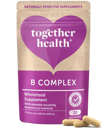 B-Vitamin Complex Together Health Whole Food Nutrients - 8 Essential B Vitamins - Vitamin C Vegan Friendly Made in The UK 30 Vegecaps 30 Count (Pack of 1)