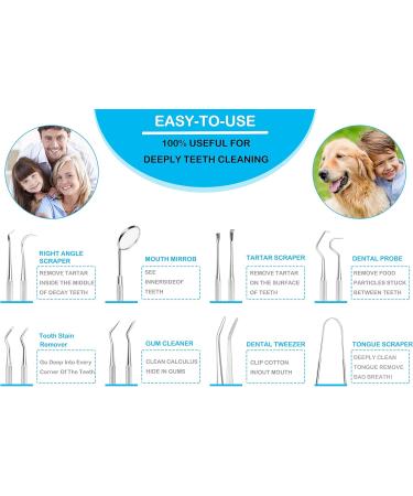 Kasimir 8-Piece Professional Dental Care Set | Tartar Remover & Stainless Steel Tools | Dentist Instrument Kit with Tweezers Mouth Mirror & Scaler - Buy Online on GoSupps.com