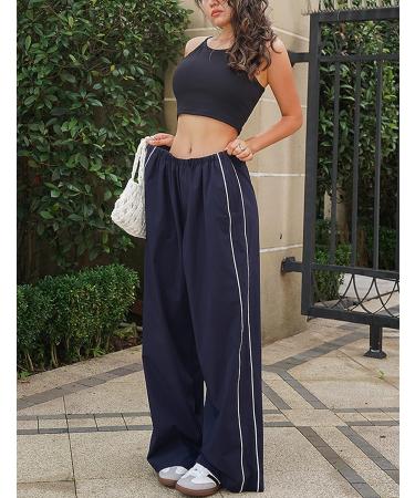Lianlive Women's Navy Wide Leg Parachute Pants - Medium - Buy Online on GoSupps.com