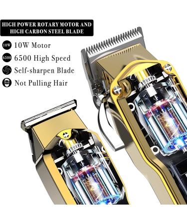 Hatteker Hair Clipper & Trimmer Set for Men - Cordless IPX7 Waterproof Barber Kit with T-Blade Trimmer - Professional Rechargeable Hair Cutting and Beard Grooming Tool in Gold - Buy Online on GoSupps.com