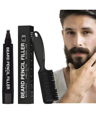 ecomlab Kit filler for beard  waterproof  long lasting coverage and natural finish for beard  mustache and eyebrows  micro tip for soft application  bristle brush included  barbershop accessories. (Black)