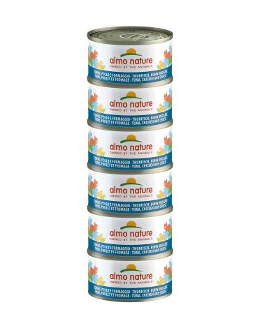 almo nature Mega Pack Natural with Tuna, Chicken and Cheese - Wet Cat Food for Adult Cats: 6 x 70 g Boxes