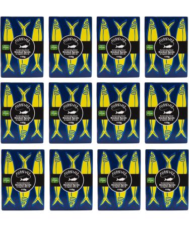 Fish 4 Ever - 12x 110g Smoked Sprats In Organic Extra Virgin Olive Oil - Sustainably Fished. Tin Canned Food Rich In Omega-3. Great With Fresh Bread Pasta and Salads (Pack of 12) - Buy Online on GoSupps.com